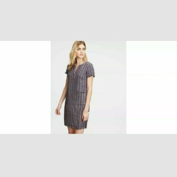 Ann Taylor Women's Size 2 Navy Tweed Dress Mini Short Sleeve Business Casual - Picture 10 of 10